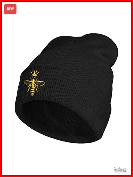 Embroidered Beanie Hat Stretch Skull Knit Cap Acrylic Unisex Winter main image 6